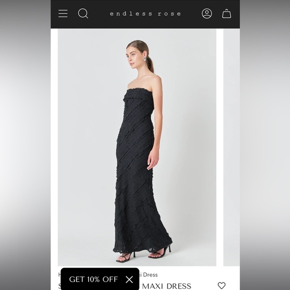 NWT endless rose STRAPLESS RUFFLED MAXI DRESS - Picture 3 of 6